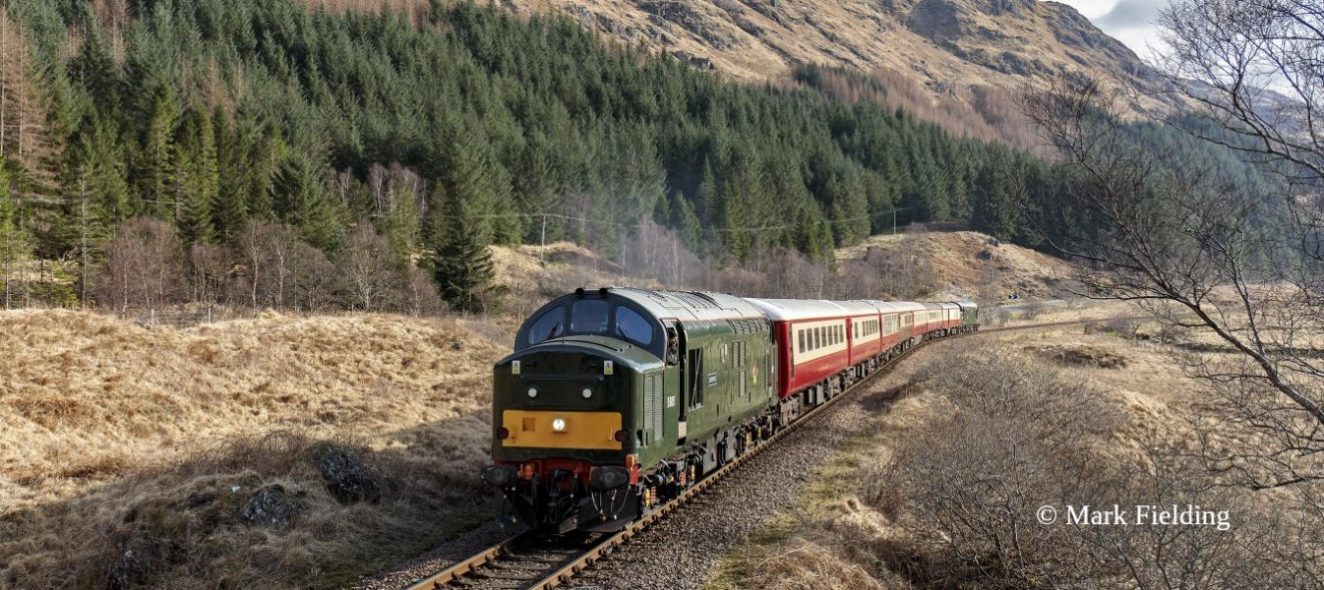 Locomotive Services TOC Ltd’s private train empty stock from Fort William to Arisaig, March 2022